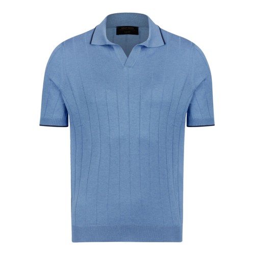 Light Blue Knit Polo Shirt