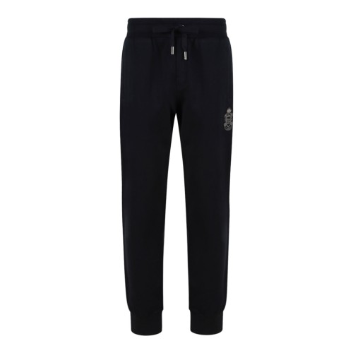 Dark Blue Emblem Drawstring Track Pants