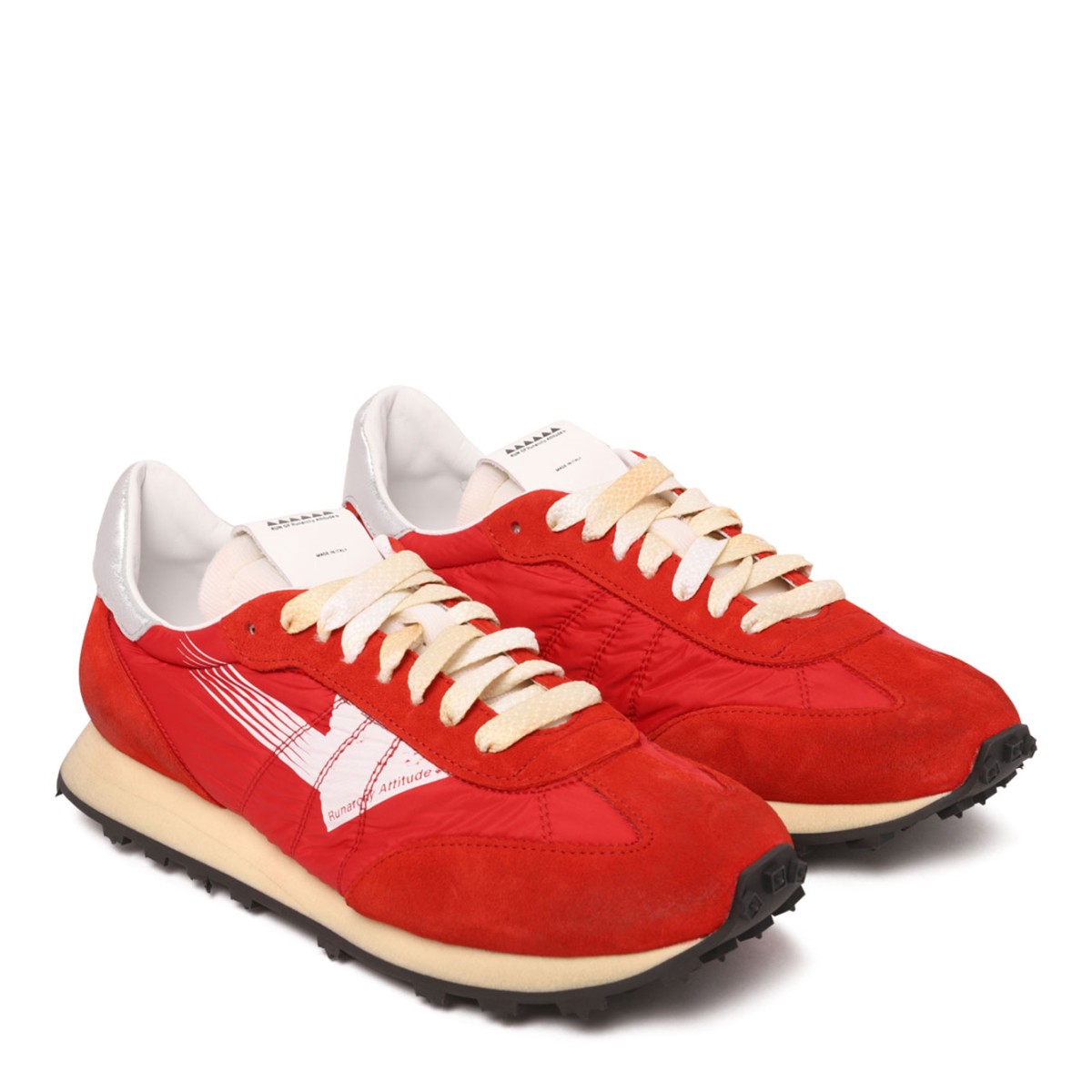 Red Suede and Nylon Sneakers