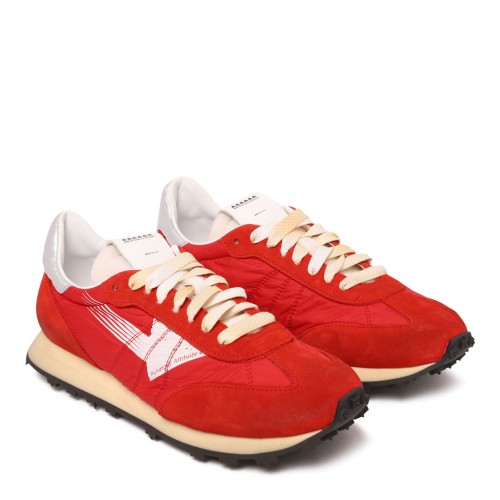 Red Suede and Nylon Sneakers