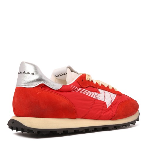 Red Suede and Nylon Sneakers