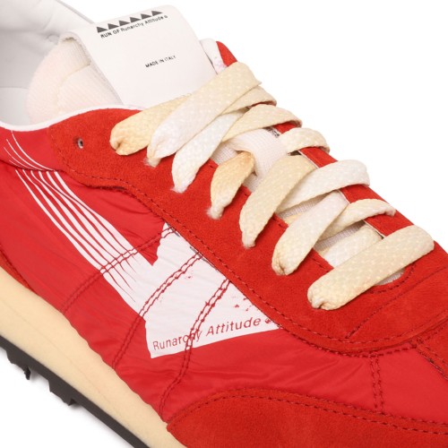 Red Suede and Nylon Sneakers