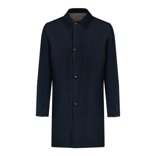 Navy Double-Face Single-Breasted Overcoat