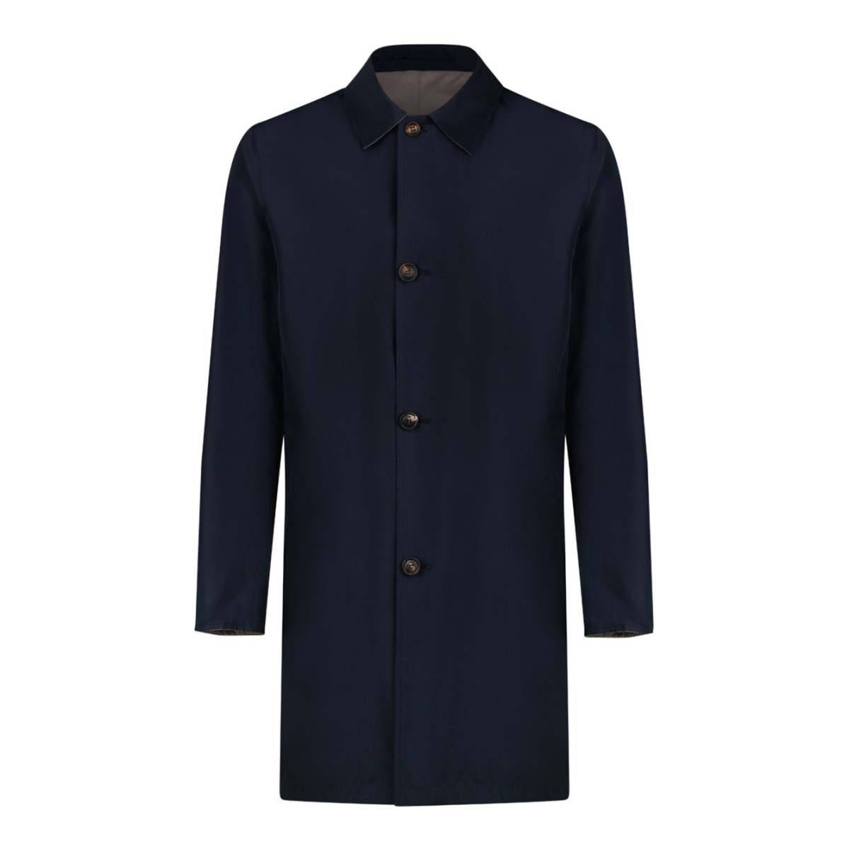 Navy Double-Face Single-Breasted Overcoat