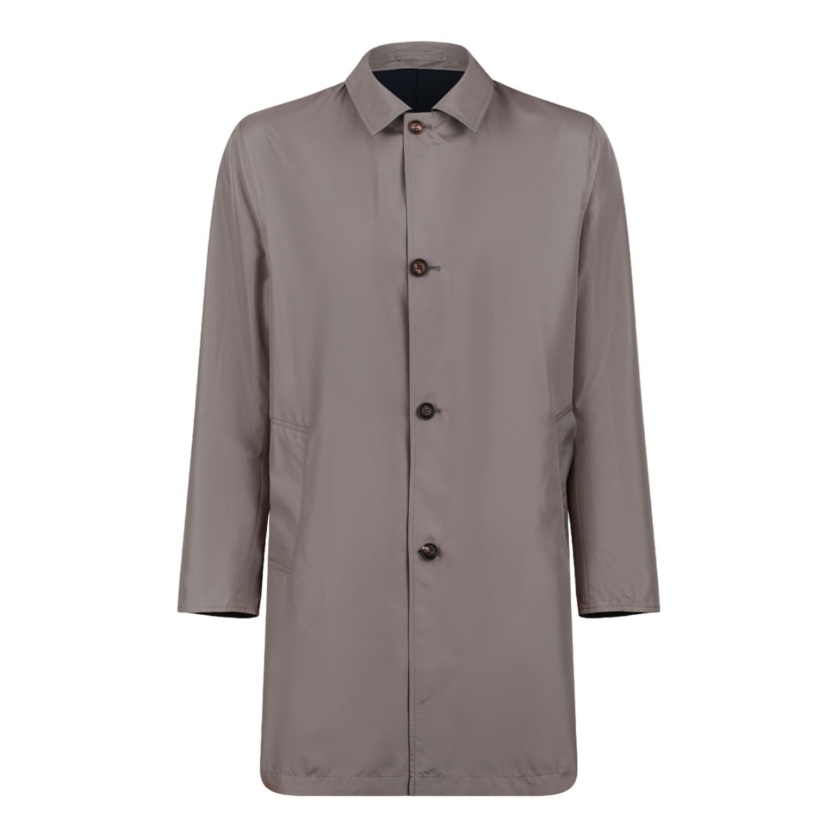 Navy Double-Face Single-Breasted Overcoat