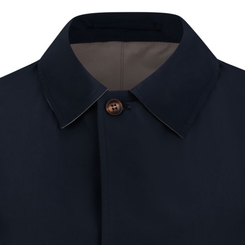 Navy Double-Face Single-Breasted Overcoat