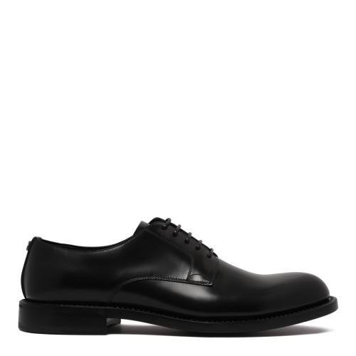 Black Night Derby Shoe In Brushed Leather