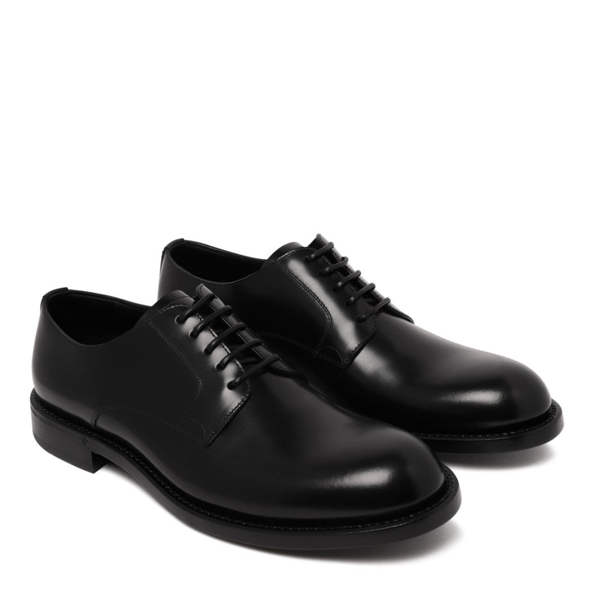 Black Night Derby Shoe In Brushed Leather