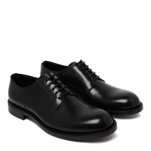 Black Night Derby Shoe In Brushed Leather