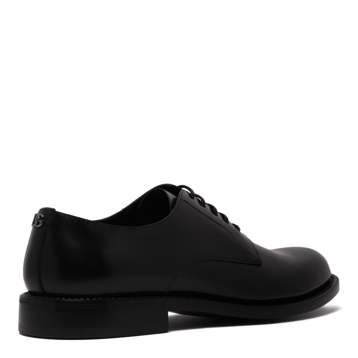 Black Night Derby Shoe In Brushed Leather