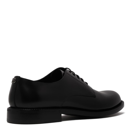 Black Night Derby Shoe In Brushed Leather