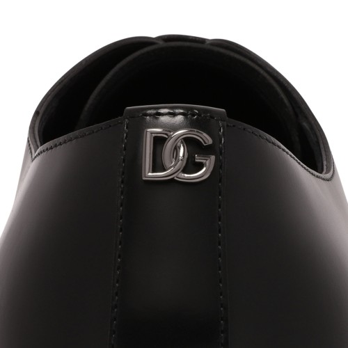 Black Night Derby Shoe In Brushed Leather