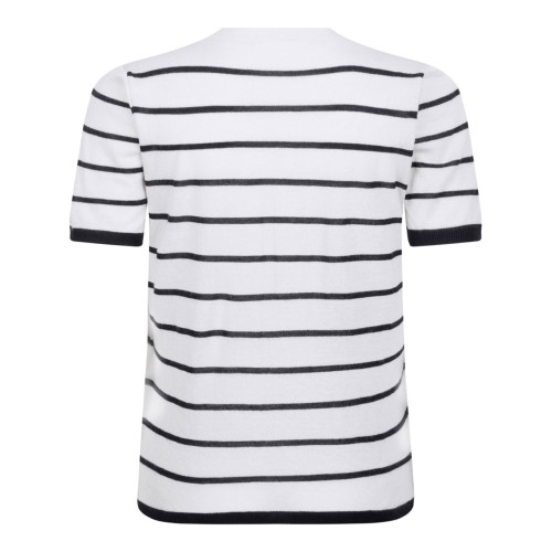 White and Blue Striped Cashmere and Silk Yarn Sweater