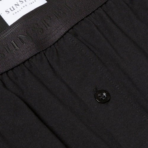 Black Superfine Cotton One‑Button Boxer Shorts