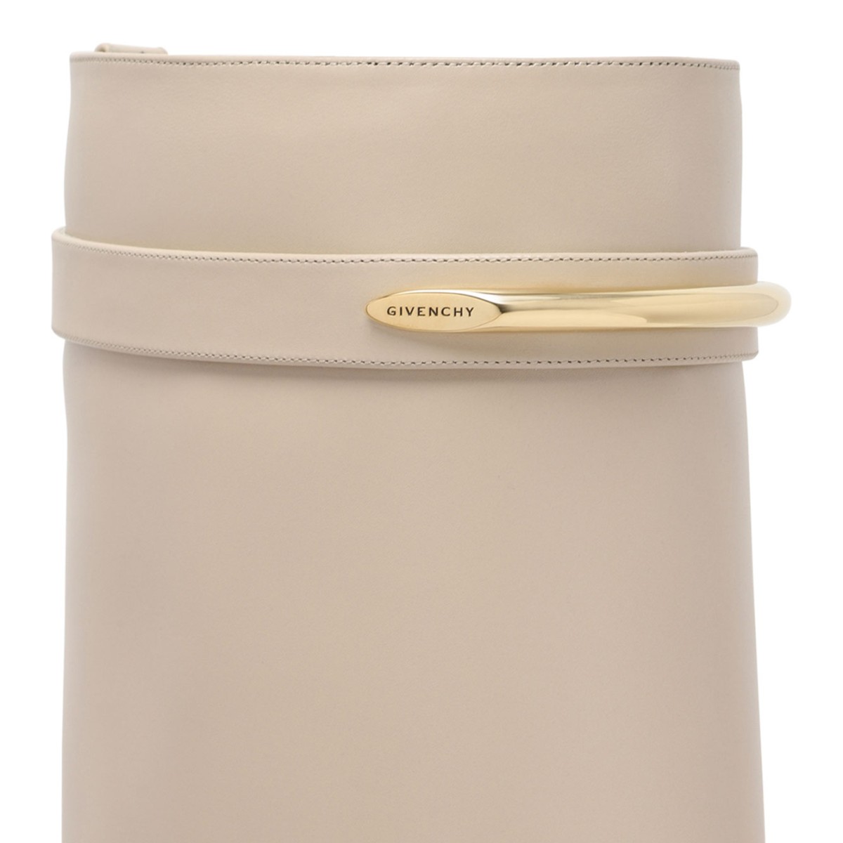 Shark Lock Beige Leather Boots