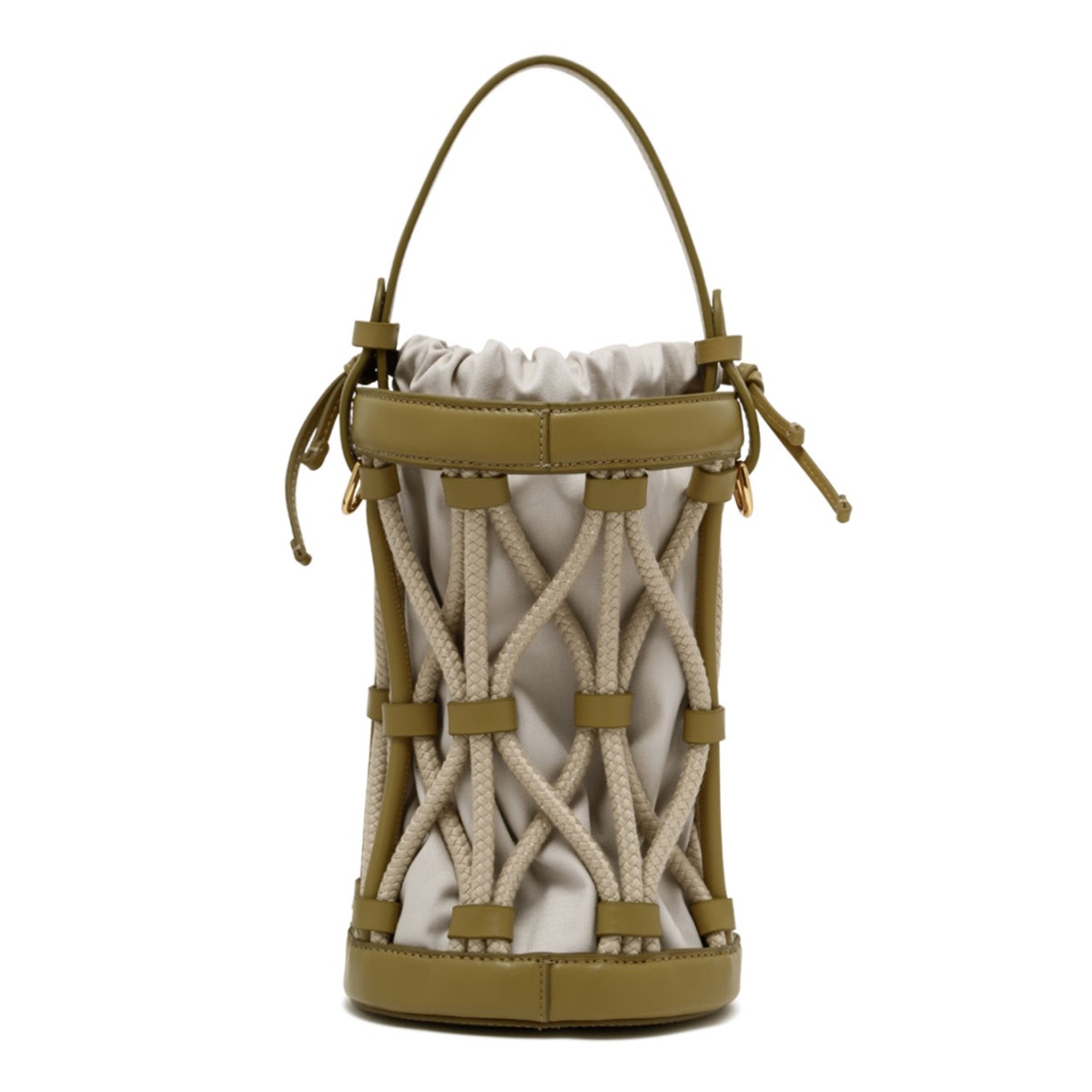 Segras and Natural Leather and Canvas Bucket Bag