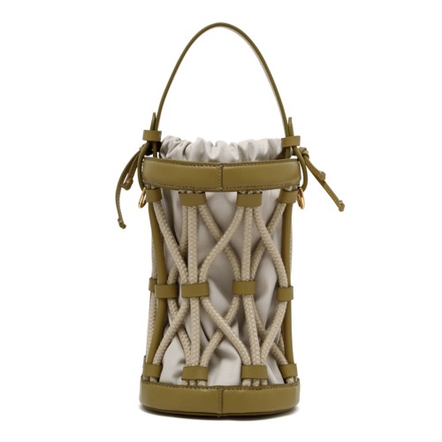 Segras and Natural Leather and Canvas Bucket Bag