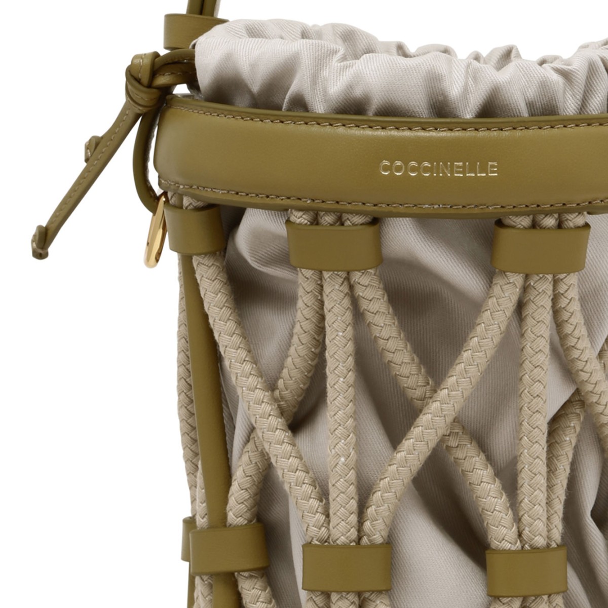 Segras and Natural Leather and Canvas Bucket Bag