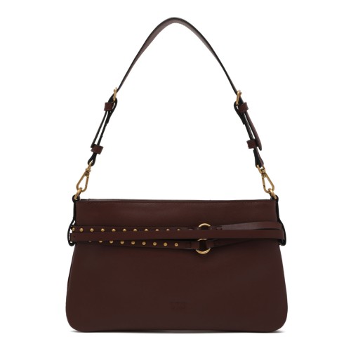 Burgundy Leather Shoulder Bag with Belt Detail 2