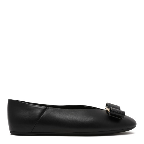 Black Leather Vara Ballet Flats