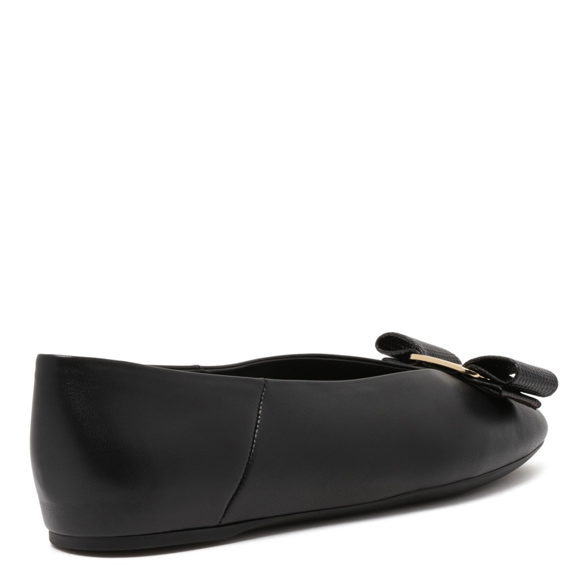 Black Leather Vara Ballet Flats
