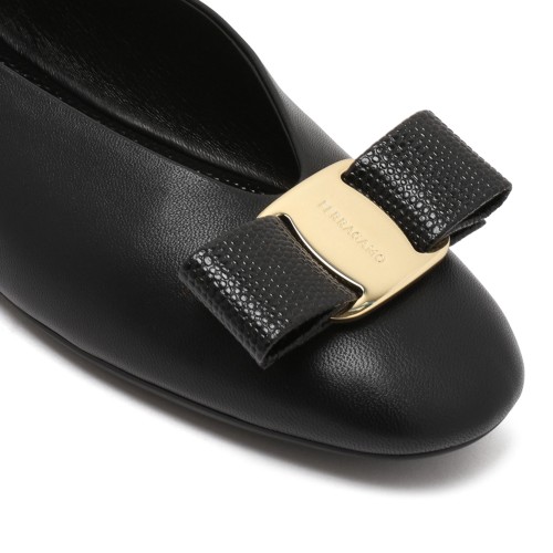 Black Leather Vara Ballet Flats