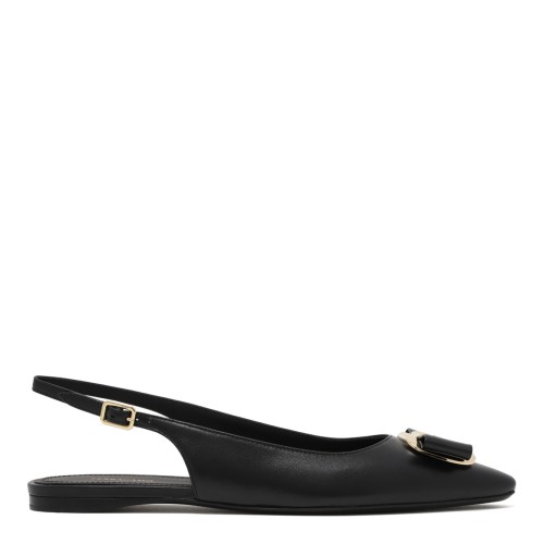 Black Leather Slingback Vara Pumps