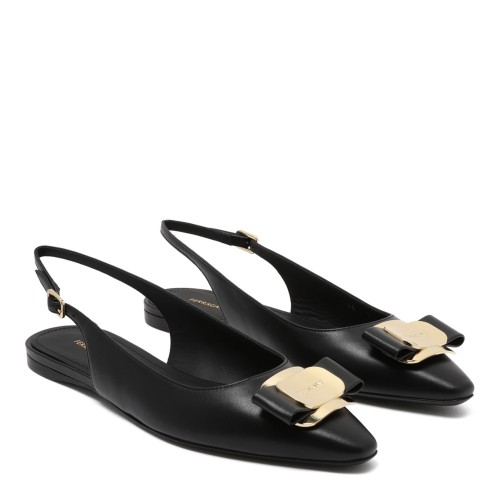 Black Leather Slingback Vara Pumps