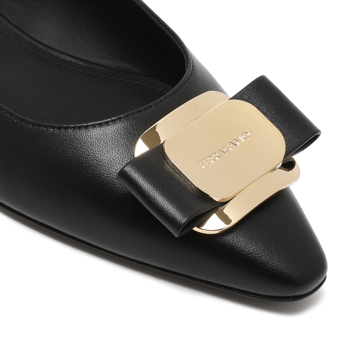 Black Leather Slingback Vara Pumps