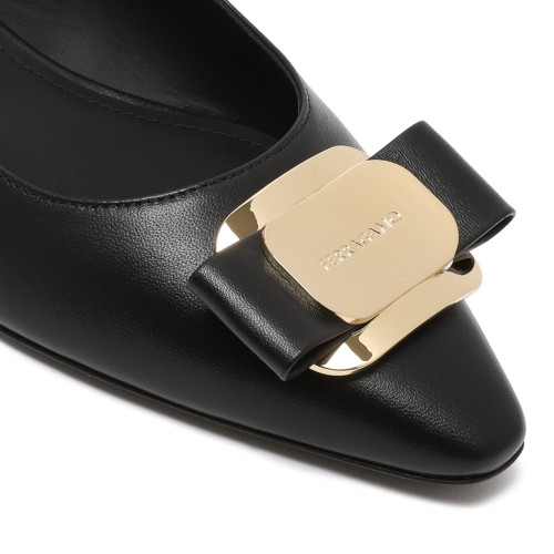 Black Leather Slingback Vara Pumps