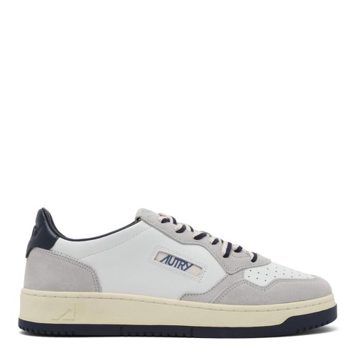 White and Grey Leather Sneakers