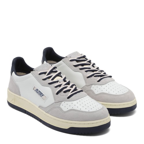 White and Grey Leather Sneakers 2