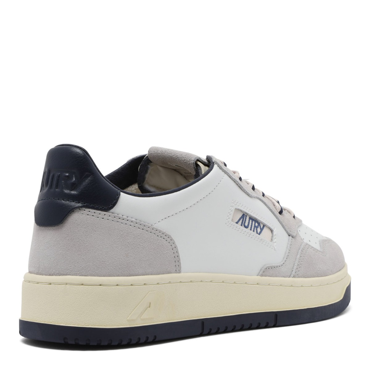 White and Grey Leather Sneakers