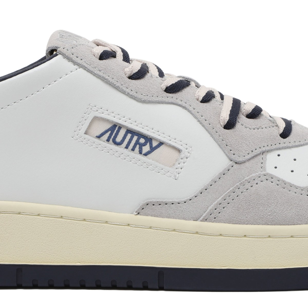 White and Grey Leather Sneakers