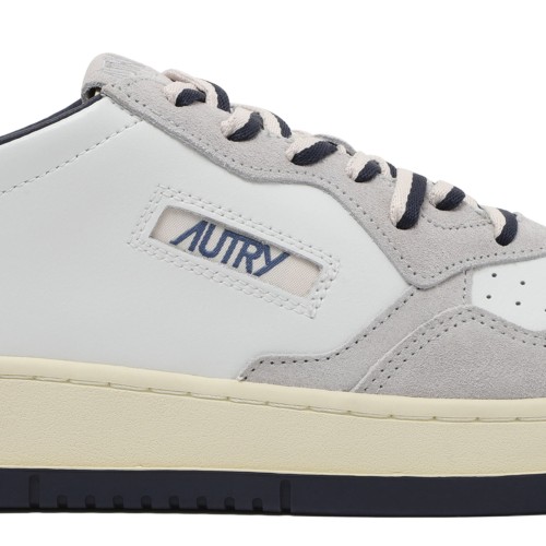 White and Grey Leather Sneakers