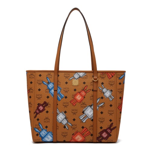 Cognac Visetos Printed Tote Bag