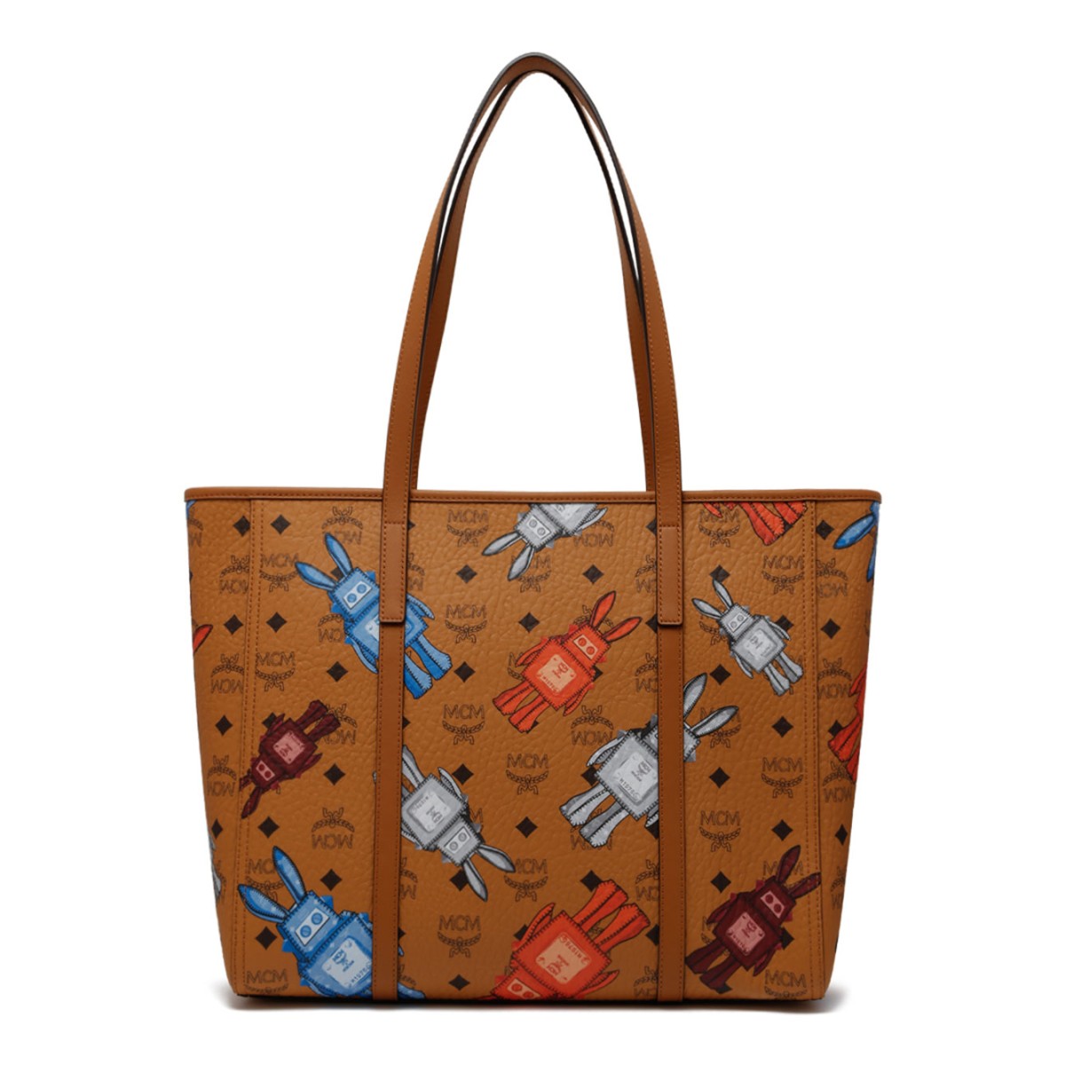 Cognac Visetos Printed Tote Bag