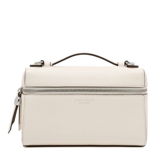 Cream Leather Top Handle Bag
