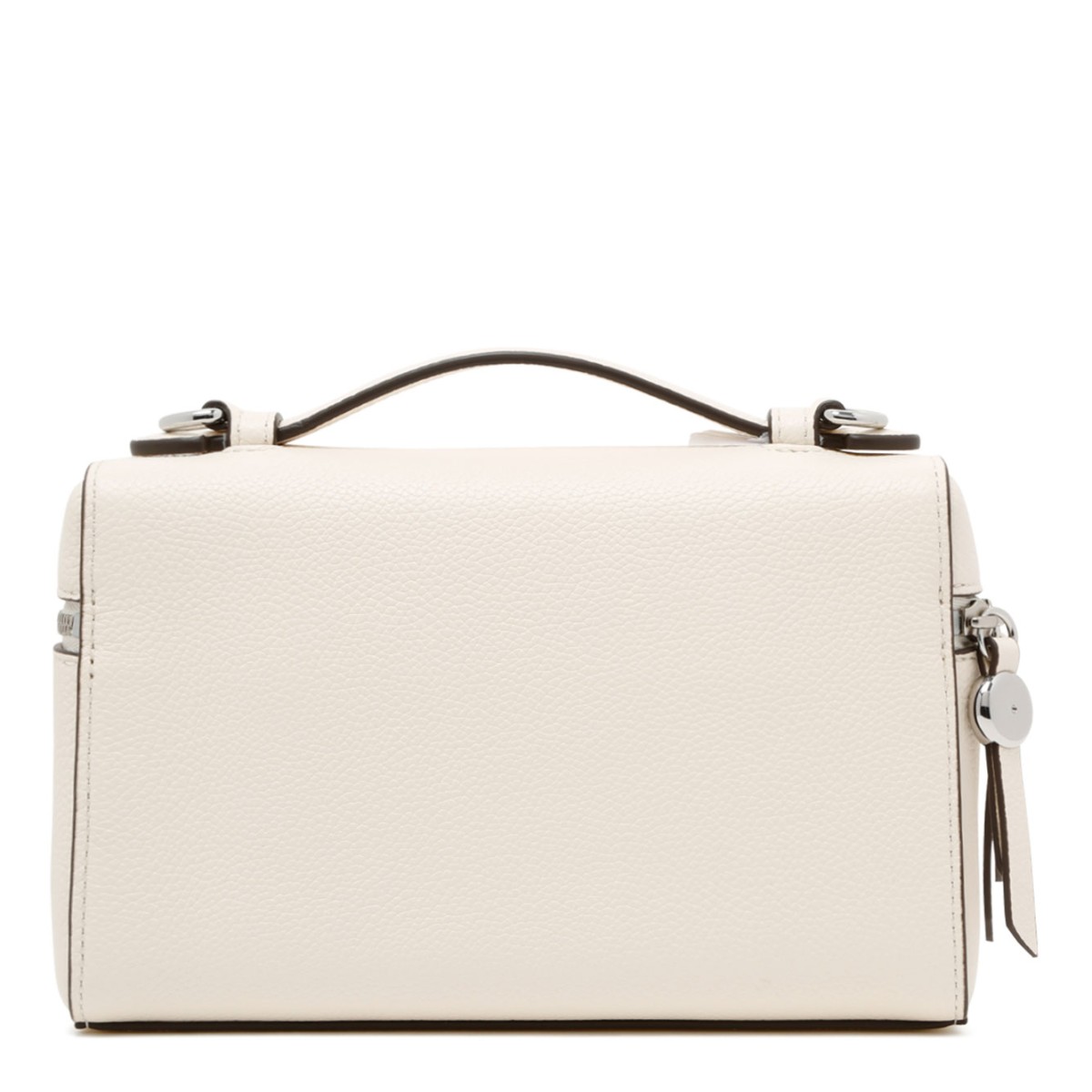 Cream Leather Top Handle Bag