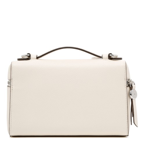 Cream Leather Top Handle Bag