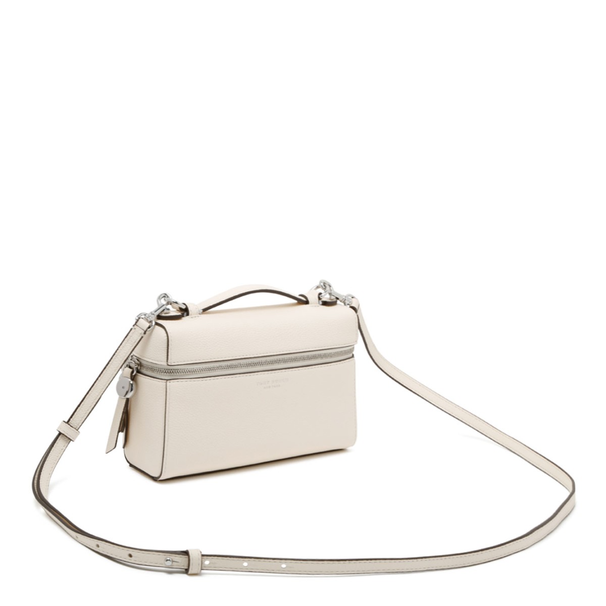 Cream Leather Top Handle Bag