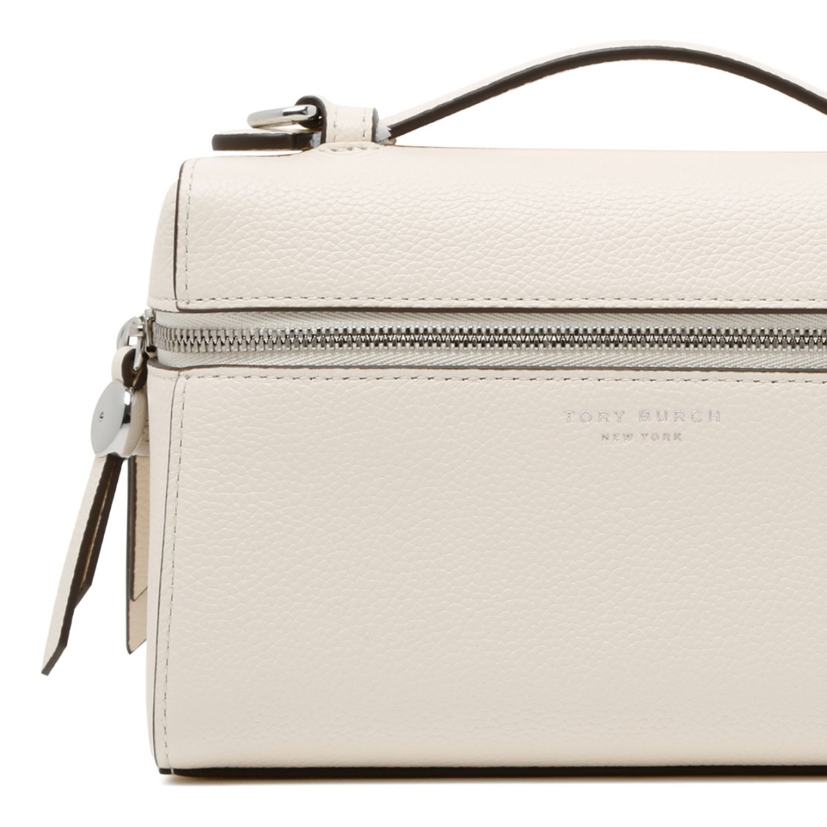 Cream Leather Top Handle Bag