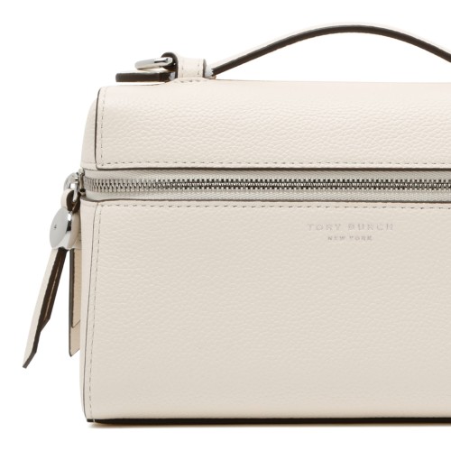 Cream Leather Top Handle Bag