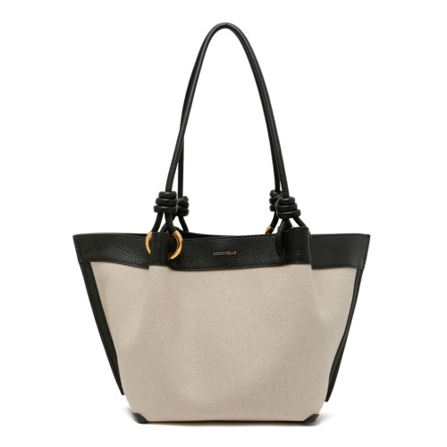Natural and Black Canvas Tote Bag