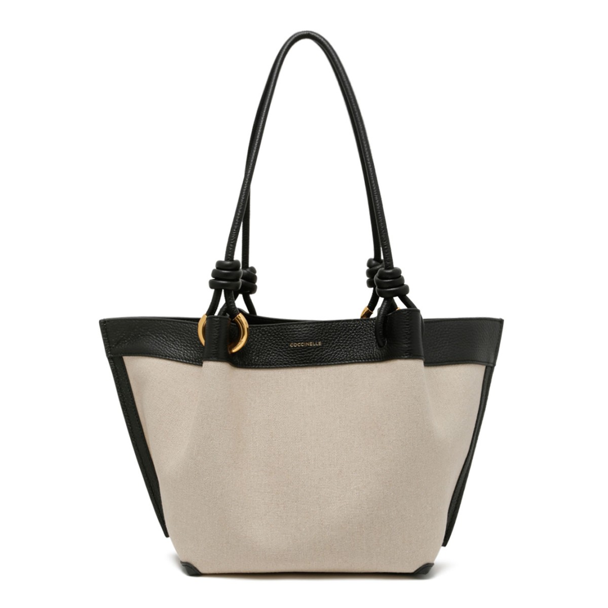 Natural and Black Canvas Tote Bag