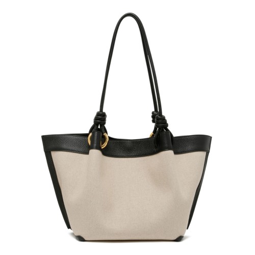 Natural and Black Canvas Tote Bag 2
