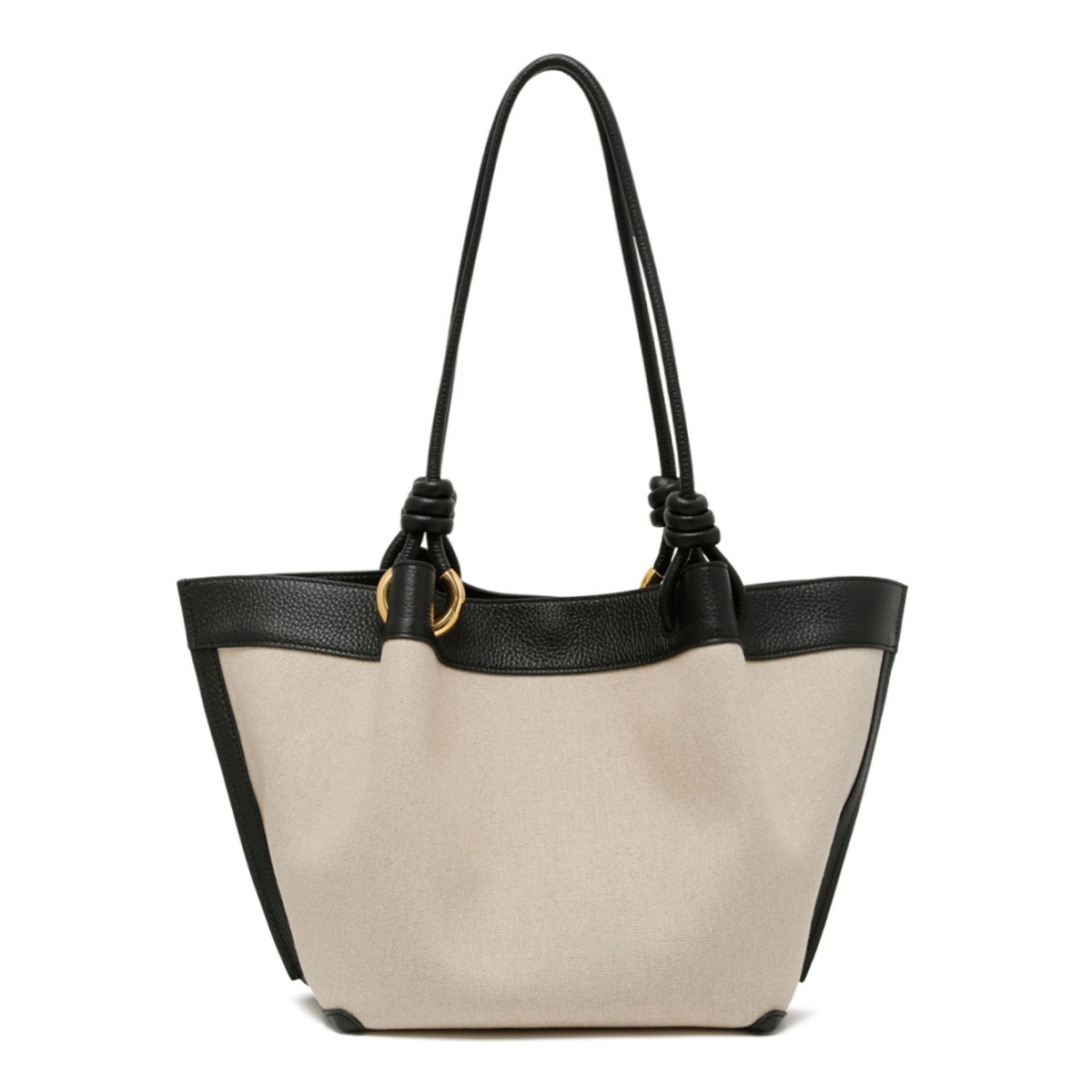 Natural and Black Canvas Tote Bag