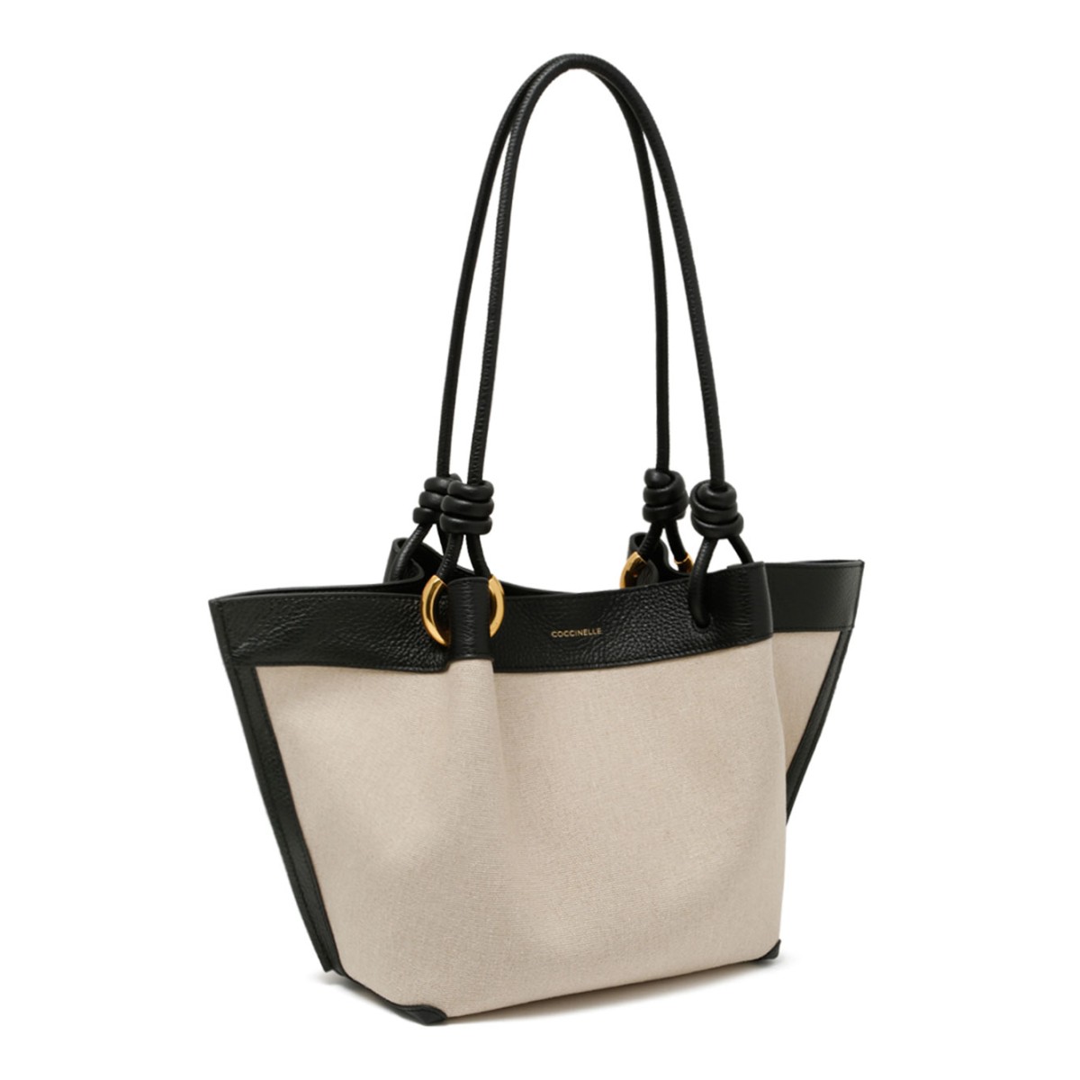 Natural and Black Canvas Tote Bag