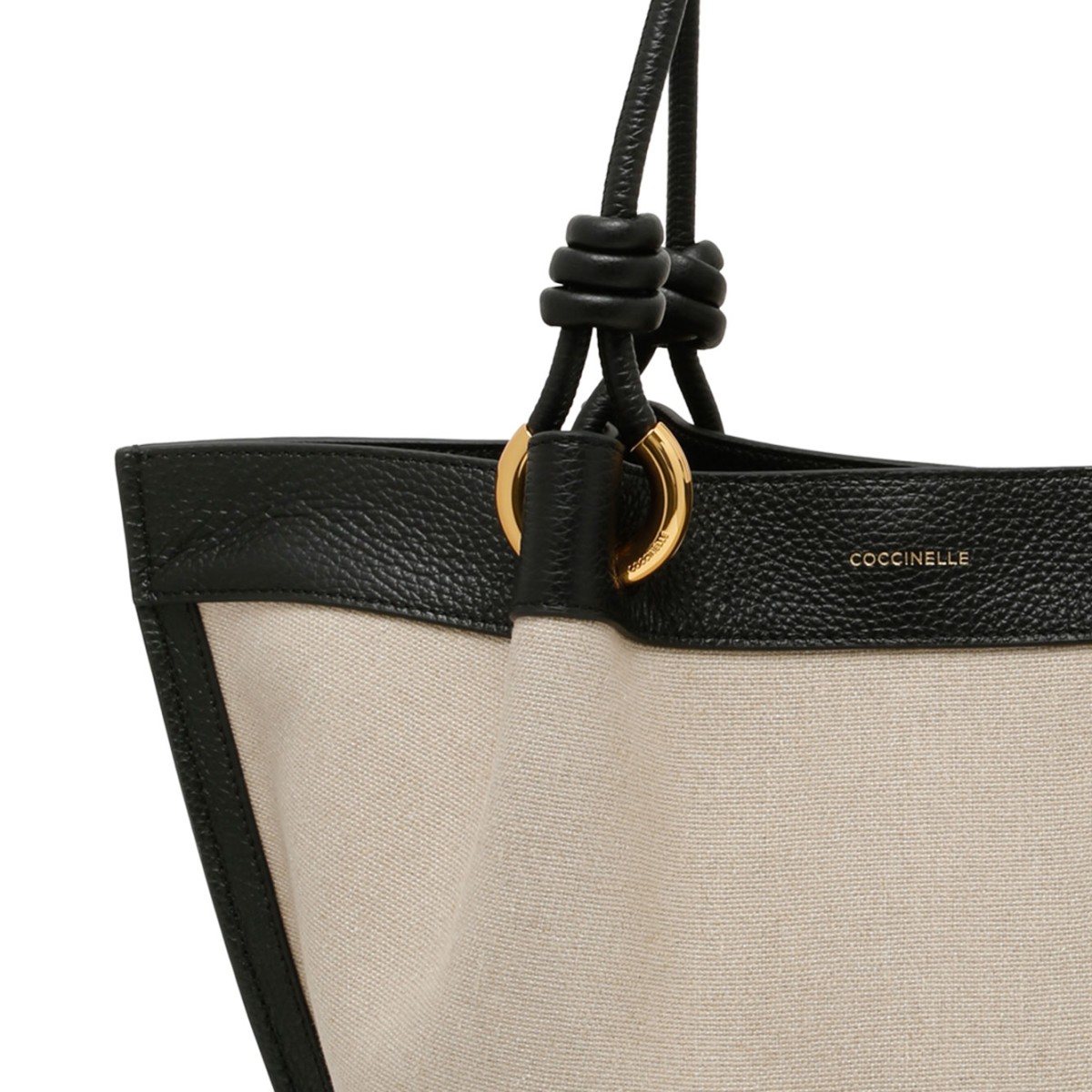 Natural and Black Canvas Tote Bag