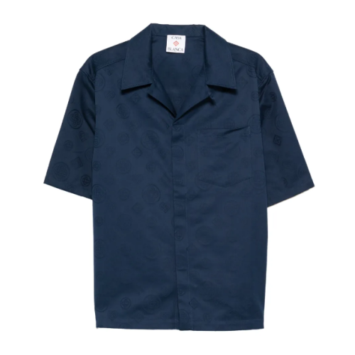 Navy Monogram Short-Sleeve Shirt